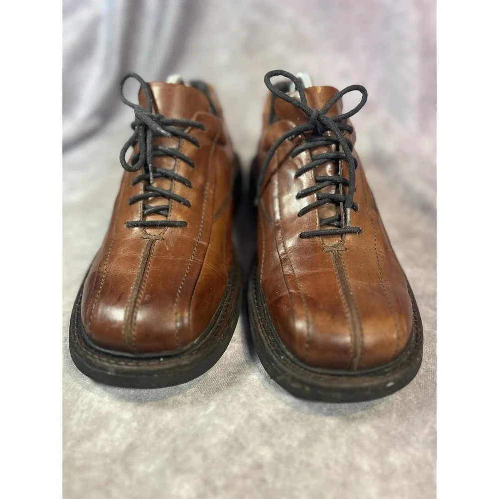 Brown Shoe Co Mens 11 Leather Oxford Shoes Made in Italy Brown Lace Up Comfort